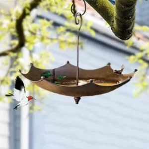 Hanging Bird Bath Rustic Birdfeeder Metal Bird Feeder for Lawn Tree Balcony