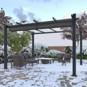 Outdoor Pergola with Thicker Aluminum Frame, Adjustable Canopy, Gazebos for Garden Porch Pavilion Grill Gazebo Modern Yard,