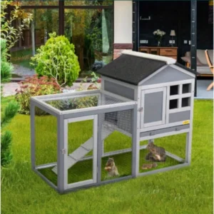 Wooden Rabbit Hutch Large Chicken Coop W/ Removable Tray&Roof In/Outdoor