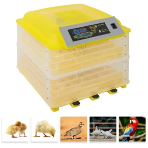 96-Egg Practical Fully Automatic Poultry Incubator (US Standard) Yellow & Transparent Control Poultry Farming Equipment