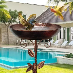 Metal Bird Bath 5 Pronged Base Multipurpose Stand Garden Tool Freestanding Birdbath Bird Feeder for Yard Patio Lawn Outdoor